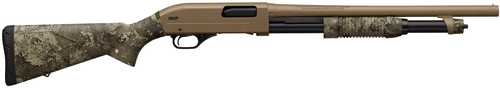 Winchester SXP Defender Pump Action Shotgun 20 Gauge 3" Chamber 18" Barrel 5 Round Capacity Brass Bead Fixed Sights Tactical Ribbed Forearm Truetimber Strata Camouflage Synthetic Stock And Flat Dark Earth Applied Finish