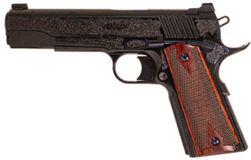 Standard Manufacturing Company 1911 Single Action Only Semi-Automatic Pistol .45 ACP 5" Match Grade Barrel (1)-7Rd Magazine igh Profile Low-Mount Tactical Sights Deluxe #1 Custom Engraving Pattern Rosewood Double Diamond Grips Blued Finish