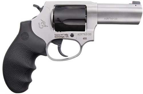 Taurus M605 Double/Single Action Revolver .357 Magnum 3" Barrel 5 Round Capacity Nght With Orange Outline & Fixed Rear Sights Matte Black Hogue Rubber Grips Stainless Finish