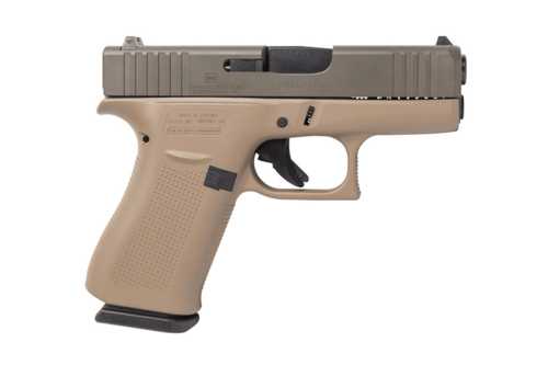 Glock G43X Striker Fired Semi-Automatic Pistol 9mm Luger 3.41" Barrel (2)-10Rd Magazines White Dot Front & Outline Rear Sights Patriot Brown Slide Davidsons Dark Earth Polymer Finish