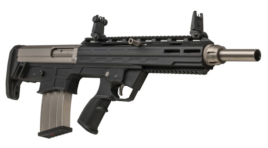 Tokarev Shotguns TBP 12M Bullpup Semi-Automatic Gauge 3" Chamber 18.5" Chrome Lined Barrel (1)-5Rd Magazine Front & Rear Flip-Up Sights Black And Silver Tsunami Finish