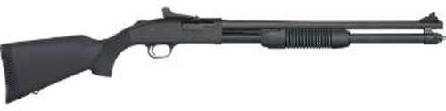 Click to see larger image. Mossberg 590 Persuader Bantam Youth Model Pump Action Shotgun 20 Gauge 3" Chamber 20" Barrel 8 Round Capacity Ghost Ring Sights Black Synthetic Stock Matte Blued Finish