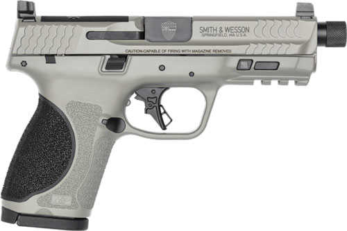 Smith & Wesson M&P M2.0 Optic Ready Kit Striker Fired Semi-Automatic Pistol 9mm Luger 4.6" Barrel (1)-15Rd & (2)-23Rd Magazines 3-Dot White, Suppressor Height Sights Bull Shark Gray Cerakote Polymer Finish