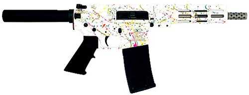 Great Lakes Firearms & Ammo AR15 Semi-Automatic Tactical Pistol .223 Wylde 7.5" Barrel (1)-30Rd Magazine Black Polymer Grips Colorful Splatter White Cerakote Finish