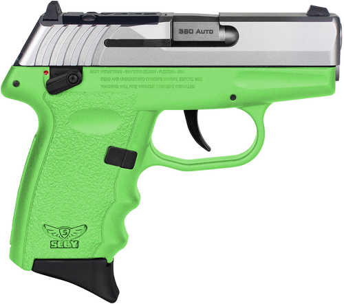 SCCY Industries CPX-4 RD Double Action Only Semi-Automatic Pistol .380 ACP 2.96" Barrel (1)-10Rd Magazine Crimson Trace Red Dot Included Serrated Stainless Steel with Optic Cut Slide Lime Green Polymer Finish