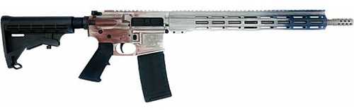 Great Lakes Firearms & Ammo AR15 Battleworn Semi-Automatic Rifle .223 Remington 16" Heavy Barrel (1)-30Rd Magazine Black Synthetic 6 Position Collapsable Stock Red White And Blue Finish