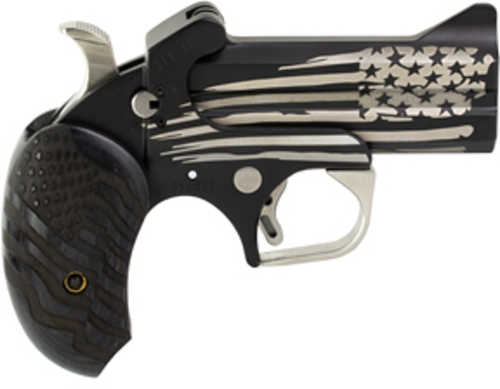 Bond Arms Old Glory Package 3 Sub-Compact Derringer .45 Long Colt/.410 Gauge 3.5" Barrel 2 Round Capacity Fixed Sights Black Woods Grips With Flag Stainless Steel Finish