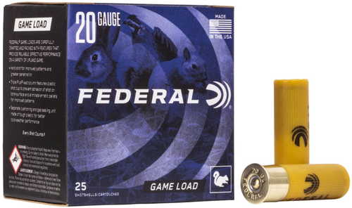 20 Gauge 25 Rounds Ammunition Federal Cartridge 2 3/4" 7/8 oz Lead #8