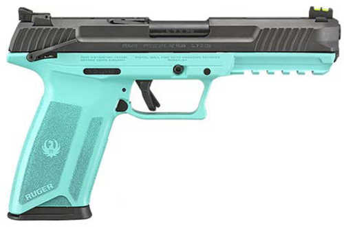 Ruger 57 TALO Semi-Automatic Pistol 5.7x28mm 4.94" Alloy Steel Barrel (2)-20Rd Magazine Fiber Optic Front & Adjustable Rear Sights High Performance, Glass Filled Grips Black Slide Cerakote Turquoise Finish