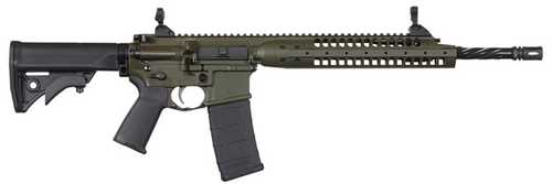 LWRC SIX8-A5 Semi-Automatic Rifle 6.8mm SPC 16" Standard Heavy Barrel (1)-30Rd Magazine Skirmish Back-Up Sights Black Compact Adjustable Stock OD Green Finish