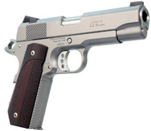 Ed Brown Kobra Carry 1911 Commander Semi-Automatic Bobtail Frame Pistol .45 ACP 4.25" Barrel (2)-7Rd Magazines Orange HD XR Front Sight Black Fixed Rear G10 Grips Silver Finish