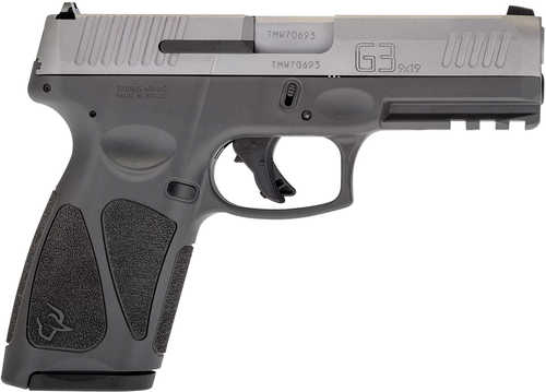 Taurus G3 Single Action Only Semi-Automatic Pistol 9mm Luger 4" Barrel (1)-15Rd & (1)-17Rd Magazines Fixed Front, Adjustable Rear Sights Serrated Matte Stainless Steel Slide Gray Polymer Finish