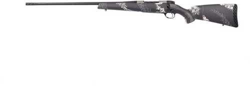 Weatherby Mark V Backcountry Ti 2.0 Left Handed Bolt Action Rifle 6.5 Creedmoor 22" Barrel 4 Round Capacity Drilled & Tapped Gray And White Carbon Fiber Camouflage Stock Graphite Black Cerakote Finish