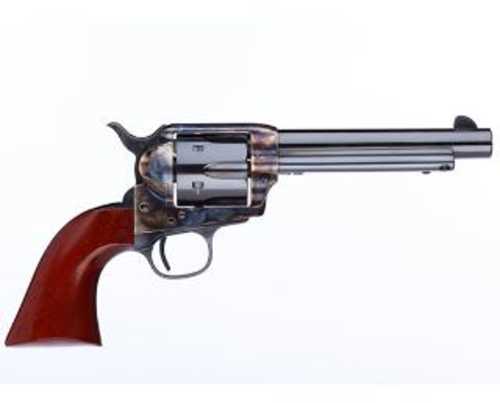 Taylors & Co. Uberti 1873 Cattleman New Model Revolver 38-40 Winchester 5.5" Round Barrel 6 Capacity Fixed Front Blade Rear Frame Notch Sights Walnut Grips Blue Finish With Case Hardened