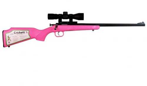 Crickett Single Shot Rifle 22 Long Pink Synthetic Scope Package Blued Finish Bolt Action