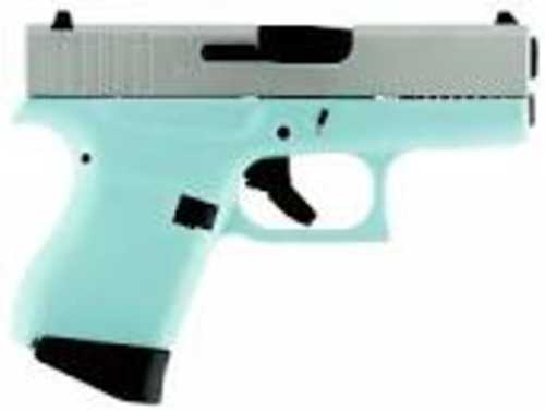 Pistol Glock PI4350201RESA G43 9mm 3.39" Barrel 6rd Robin Egg Blue Frame Stainless Finish Slide