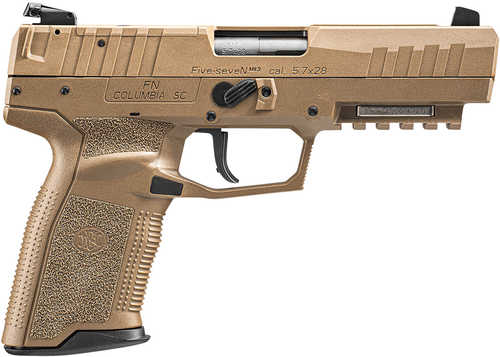 Click to see larger image. FN Five-seveN MRD Single Action Only Semi-Automatic Pistol 5.7x28mm 4.8" Chrome-Lined, Cold Hammered Forged Barrel (2)-20Rd Magazines Flat Dark Earth Polymer Finish