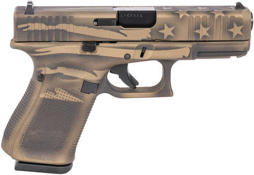 Glock G19 Gen5 Compact Double Action Only Semi-Automatic Pistol 9mm Luger 4.02" Marksman Barrel (3)-15Rd Magazines Fixed Sights Coyote Battle Worn Flag Cerakote Polymer Finish