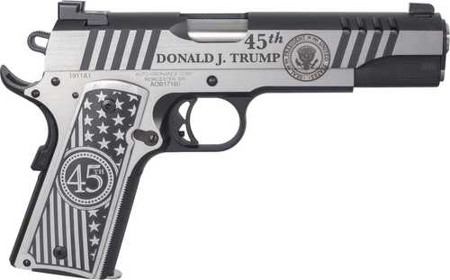 Auto-Ordnance 1911 Trump One Custom Semi-Automatic Pistol .45 ACP 5" Barrel (1)-7Rd Magazine 3-Dot Sights Engraved Donald J Stainless Finish