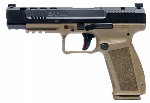 Canik Mete SFX Striker Fired Semi-Automatic Pistol 9mm Luger 5.2" Barrel (2)-10Rd Magazines 3-Dot White Sights Black Cerakote Slide Flat Dark Earth Polymer Finish