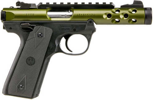 Ruger Mark IV 22/45 Lite Semi-Automatic Pistol .22 Long Rifle 4.4" Barrel (1)-10Rd Magazine Riton Red Dot Included Checkered Black Synthetic Grips Green Anodized Finish