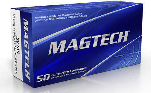 Magtech<span style="font-weight:bolder; "> 38</span> <span style="font-weight:bolder; ">Special</span> 158 gr Full Metal Jacket Flat Point (FMJFP) Ammo 50 Round Box