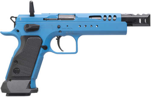Tanfoglio IFG Domina Single Action Only Semi-Automatic Pistol 9mm Luger 5.2" Polygonal Rifled Barrel (1)-17Rd Magazine Black Polymer Grips Blue Steel With Beavertail Finish