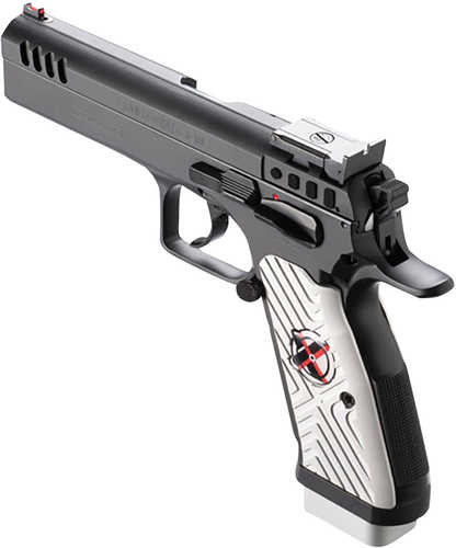 Tanfoglio IFG Stock II Xtreme Pistol 9mm Luger 4.44" Barrel Black Finish Beavertail Frame Serrated Steel Slide White Polymer Grip