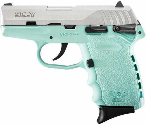 SCCY CPX-1 Pistol 9mm Luger 3.1" Barrel 10 Round Aqua Polymer Frame Stainless Steel Slide 2 Magazines CPX1TTSB