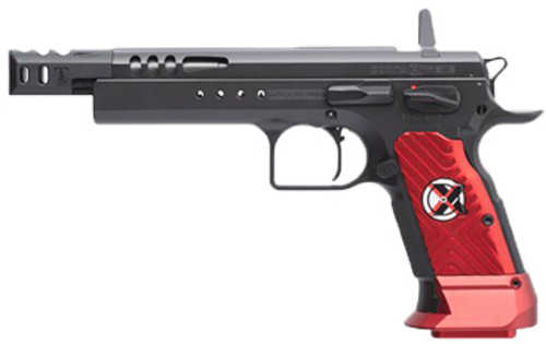 Tanfoglio Domina Xtreme Single Action Semi-Automatic Pistol 9mm Luger 5.2" Barrel (1)-19Rd Magazine No Sights Red Aluminum Grips Matte Black Finish