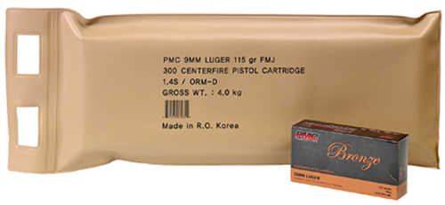 9mm Luger 300 Rounds Ammunition PMC 115 Grain Full Metal Jacket