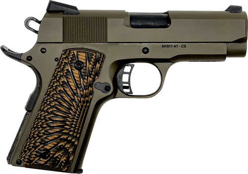 Armscor M1911-A1 Rock Officer Style Semi-Automatic Pistol .45 ACP 3.5" Barrel (1)-8Rd Magazine Dovetail Ramp Front & Fixed Snag-Free Rear Sights G10 Desert Storm Grips Patriot Brown Cerakote Finish