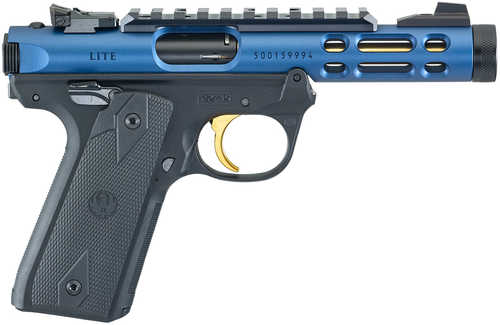 Ruger Mark IV 22/45 Lite Semi-Automatic Pistol .22 Long Rifle 4.4" Barrel (2)-10Rd Magazines Fixed Front & Adjustable Rear Sight Checkered Black Synthetic Grips Blue Anodized Finish