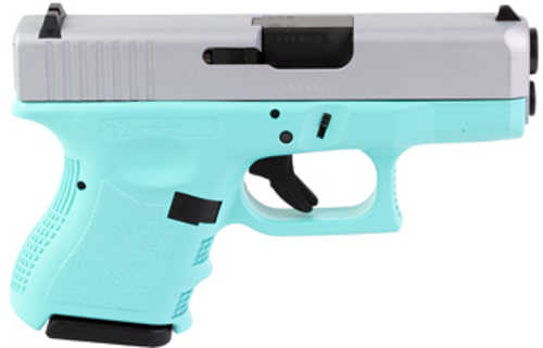 Glock 26 Sub-Compact Striker Fired Semi-Automatic Pistol 9mm Luger 3.43" Barrel (2)-10Rd Magazines Fixed Sights Silver Slide Robins Egg Blue Polymer Finish