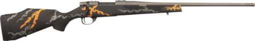 Click to see larger image. Weatherby Vanguard Compact Hunter Bolt Action Rifle 308 Winchester 20" Barrel 5 Round Capacity Black Composite Stock With Orange & Gray Sponge Patterns Matte Blue Finish