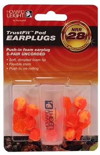 Howard Leight R02236 TrustFit Pod Earplugs Uncorded 28 Db Orange/Yellow 5 Pair