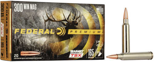 Federal Premium 300 Win Mag 165 gr 3050 fps <span style="font-weight:bolder; ">Barnes</span> <span style="font-weight:bolder; ">TSX</span> Ammo 20 Round Box