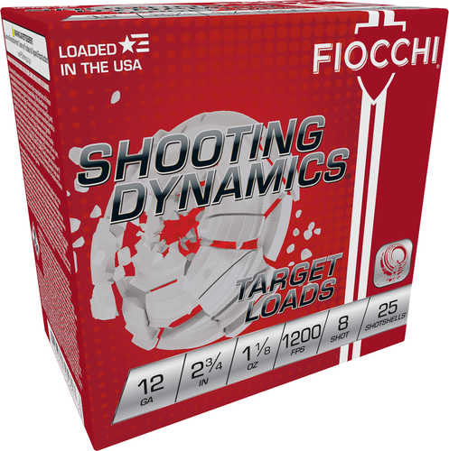 Fiocchi Shooting Dynamics Target 12 Gauge 2 3/4" 1-1/8 oz 8 Shot 25 Round Box