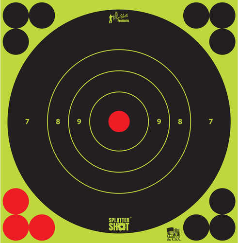 Pro-Shot 6BGREEN12PK SplatterShot Peel & Stick Self-Adhesive Black/Green Bullseye 6" 12 Pack