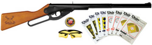 Daisy Buck 105 Kit Lever Action Air Rifle .177 Bb 350fps Wood Stock Matte Finish Black Includes Safety Glasses Targets A
