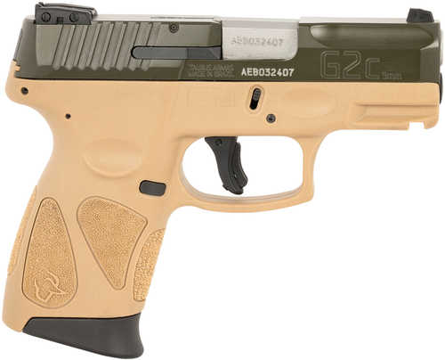 Taurus G2C Compact Semi- Automatic Pistol 9mm Luger 3.26" Barrel (2)-12Rd Magazines Black Steel Slide Coyote Tan With Controls Finish