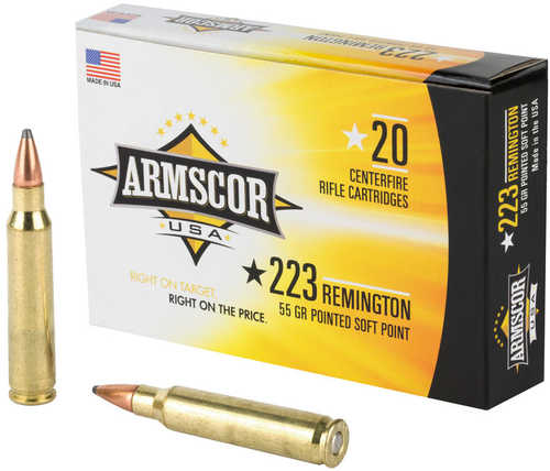 Armscor 223 Rem 55 gr Pointed Soft (PSP) Ammo 20 Rounds Per Box