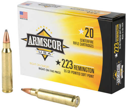 Armscor 223 Rem 55 Gr Pointed Soft Ammo - 20 Rounds for Hunting Performance