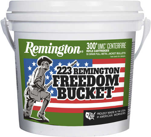 Remington UMC Freedom Bucket <span style="font-weight:bolder; ">223</span> 55 gr 3240 fps Full Metal Jacket (FMJ) Ammo 300 Round