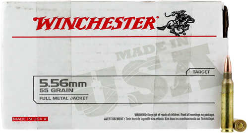 Winchester USA 5.56x45mm NATO 55 gr 3270 fps Full Metal Jacket (FMJ) Ammo 150 Round Box