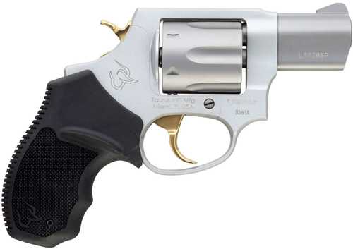 Taurus 856 Ultra Lite Double/Single Action Revovler .38 Special 2" Barrel 6 Round Capacity Fixed Sights Black Rubber Grips Gold Accents Silver Finish