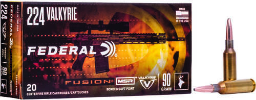 Federal Fusion MSR 224 Valkyrie 90 gr 2700 fps Soft Point Ammo 20 Round Box