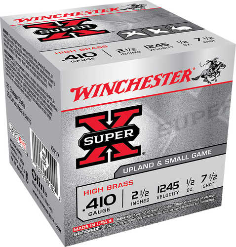 <span style="font-weight:bolder; ">Winchester</span> Super X Heavy Game Load High Brass 410 Gauge 2.50" 1/2 oz 1245 fps 7.5 Shot Ammo 25 Round Box