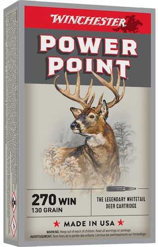 Winchester Super X<span style="font-weight:bolder; "> 270</span> Win 130 gr 3060 fps Power-Point (PP) Ammo 20 Round Box