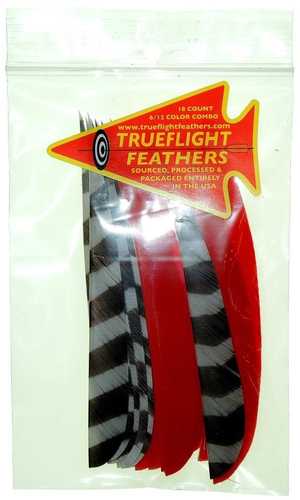 Trueflight Mfg Comp Inc Feather Combo Pack Barred/Red 5 in. LW Shield Cut Model: 21932